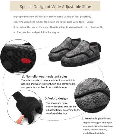 Shop Diabetic Edema Shoes for Men - Adjustable Plantar Fasciitis Slippers Breathable & Lightweight - Size 7.5 Gris - Buy Online on GoSupps.com