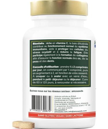 Acerola ORGANIC 25% Natural Vitamin C | 120 950mg Chewable Tablets | Anti-Fatigue Oxidative Stress Immunity | Superior Quality - Buy Online on GoSupps.com