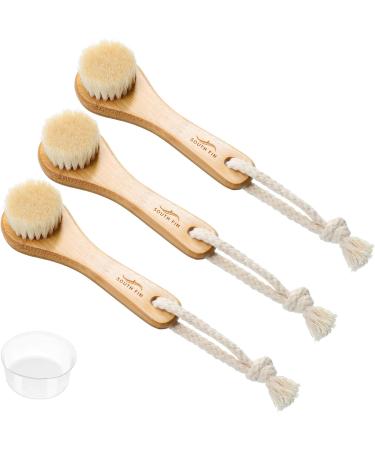 3 Pcs Manual Facial Cleansing Brush Natural Horsehair Exfoliating Face Brush Soft Face Cleaning Beauty Brush with Handle and Lid for Deep Pore Cleansing  Exfoliating  Massaging  Removing Blackhead