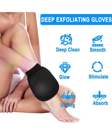 Deep Exfoliating Mitts 2 Pack Microdermabrasion Exfoliating Gloves - Black - Buy Online on GoSupps.com
