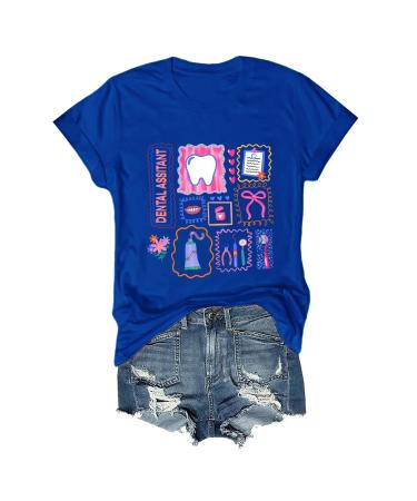 Sidovwt Dental Assistant Shirt Dental Hygienist Shirt Unisex Sapphire Blue