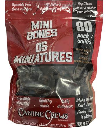 Canine Chews Mini Bones Make The Fun Last Longer Peanut Butter Flavour 80 Count Mini Bones 760 g