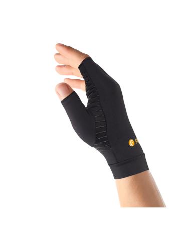 FITITUDE: Infused Copper Pair of Compression Gloves Half Finger helps You Recover from Arthritis, Swelling, Joint and Hand Pain Relief Medium