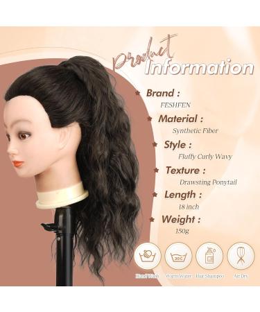 Shop Feshfen 45cm Ponytail Hair Extensions - Wavy Clip-In Braid for Women | Black Brown Synthetic Hair - Buy Online on GoSupps.com