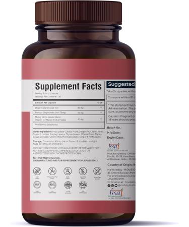 Miduty by Palak Notes Iron Capsule -Ginger - Moringa Leaves - Green Amla - Barley Grass - Wheat Grass - Parsley Leaves -60 Capsules - Buy Online on GoSupps.com