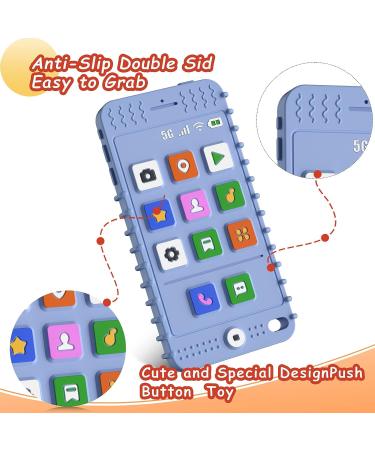 FFTROC Silicone Baby Teething Toy - Smart Phone Shape Sensory Teether for Babies 6-12 Months - Blue - Buy Online on GoSupps.com