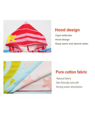 Supgomax Hooded Bathing Poncho for Kids - Cartoon Absorbent Beach Towel & Baby Hooded Towel for Swimming Shower & Mermaid Fun - Buy Online on GoSupps.com