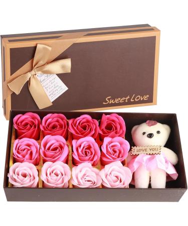  Fdit Romantic Rose Flower Soap Body Soap Floral Bath Soap Rose Bath Soap Rose Flower Petals Plant Essential Oil Soap Rose Soap (pink gradient) - Buy Online on GoSupps.com