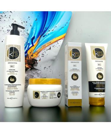  KeraGold KERAGOLD PRO Ultimate Premium Pack BC Range Sulfate-Free Shampoo 500ml + Mask 500ml + Serum 100ml + Leave-In Conditioner Keratin & Coconut Oil Nourishment Suppleness & Shine - Buy Online on GoSupps.com