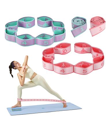 2 pieces yoga belt fitness band with loops strain band yoga accessories stretch band gymnastics band elastic yoga belt rubber band sports highly elastic strain band for yoga stretching exercise pilates