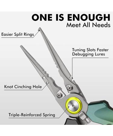 TRUSCEND Fishing Pliers Set with Zinger Retractor | Saltwater Resistant Teflon Coated | Multi-Function Fishing Gear | Hook Remover Split Ring Plier | Fly Fishing Tools | Fishing Gifts for Men - Alpine Green - Buy Online on GoSupps.com