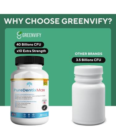GREENVIFY DentimPure Max Extra Strength Probiotic Supplement with 40 Billion CFU Supports Teeth Gums Ear Nose Throat & Digestive Health 60 Capsules (4) - Buy Online on GoSupps.com