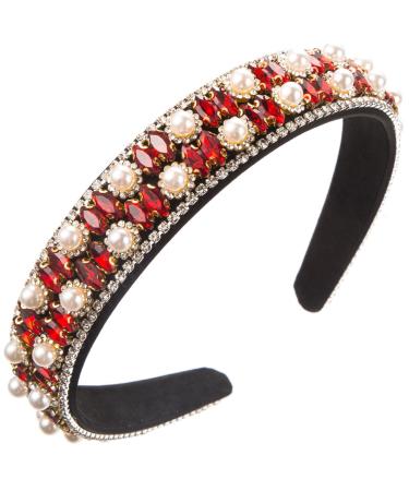 amangul Headbands for Woman Wide Brims Headbands e Style Washing Face Headbands Teens Girl Makeup Hairband(Red)
