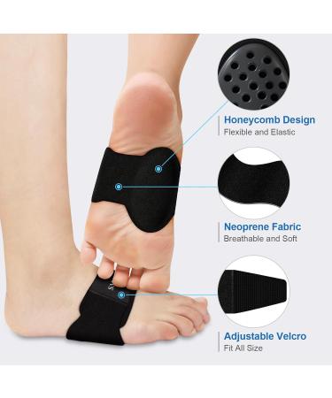Upgraded Arch Support Brace | Adjustable Plantar Fasciitis Inserts with Honeycomb Padding | Pain Relief for High Arch & Flat Feet | Unisex (1 Pair) - Black - Buy Online on GoSupps.com