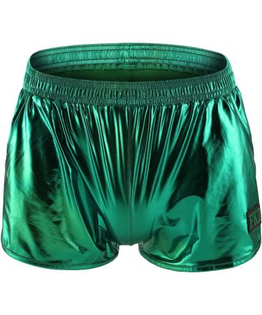 Duohropke Men's Shine Metallic Shorts - Green Leather Optics Boxer Trunks Glitter Beach & Gym Shorts - XL - Buy Online on GoSupps.com