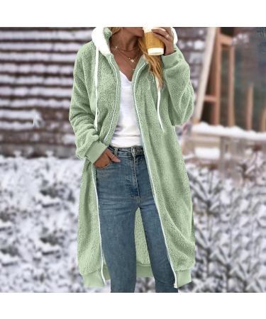 Hanxiulin Women's Fleece Plush Jacket - Warm Windproof & Fluffy Winter Coat in Mint Green | XXL Size - Buy Online on GoSupps.com