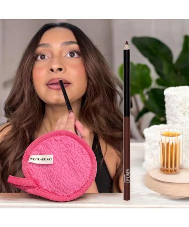 Brandy Wine Lip Liner Pencil & Makeup Cleansing Cloth Bundle | Creamy Waterproof Formula with Vitamins E & C - Long-Lasting Lip Pencils for Women Pack of 2 - Buy Online on GoSupps.com