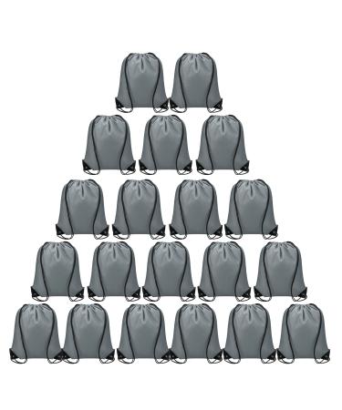 Vorspack Drawstring Backpack 20 Pieces for Party Gym Sport Trip Grey