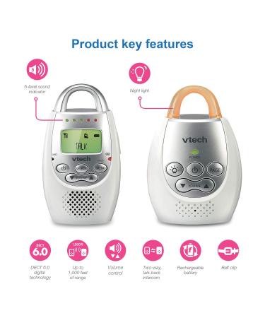 VTech DM221-2 Audio Baby Monitor with 1,000 ft Range, Sound-Alert, Intercom, Night Light, 2 Parent Units - White - Buy Online on GoSupps.com