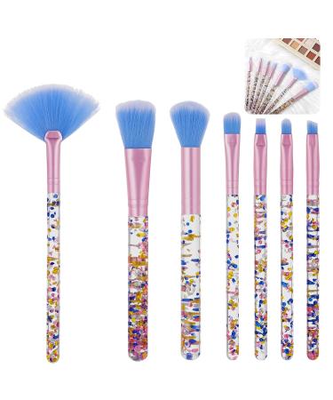 Buy 7 Pcs Crystal Glitter Makeup Brush Set - Cute Synthetic Brushes for Eyeshadow Blush Foundation & Lipstick - Perfect for All Skin Types (Blue) - International Shipping Available - Buy Online on GoSupps.com