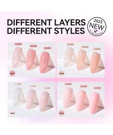 Gelike ec Nude Gel Polish Set - Sheer UV Pink French Tip Polish with Black White Gel Liner for Nail Art Design - 7ML 6PCS - Buy Online on GoSupps.com