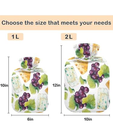 NAANLE Watercolor Cheese Grapes Hot Water Bottle - 1L Transparent Bed & Body Warmer for Pain Relief & Heat Therapy - Buy Online on GoSupps.com