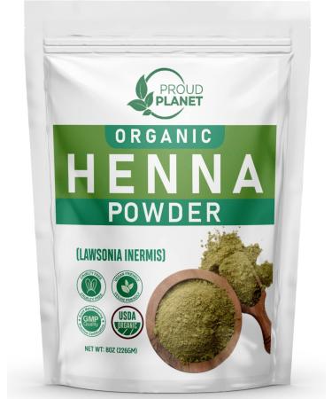 Organic Henna Powder For Hair Dye | Lawsonia Inermis | Mehndi Powder | Natural & Raw | USDA Certified by Proud Planet (8oz | 226g) 8 Ounce (Pack of 1)