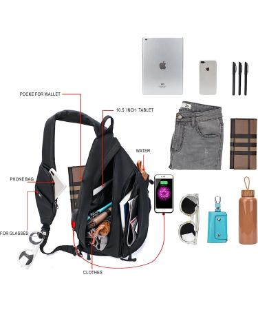 TurnWay Waterproof Sling Bag with USB Charging Port | Travel, Hiking, Cycling, Camping | Black - Buy Online on GoSupps.com
