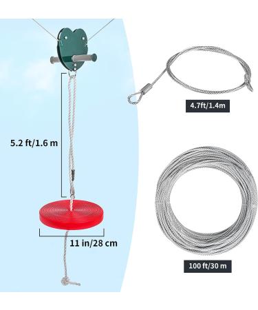 Happybuy 100ft Zip Line Kit with Seat and Handle - Red | For Kids & Adults | Backyard Entertainment - Buy Online on GoSupps.com