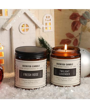 2 Pack Aromatherapy Amber Jar Candles Sandalwood Rose, Lavender Scented - Rustic Home Decor - Natural Soy - Ideal Gifts for Mom - Buy Online on GoSupps.com