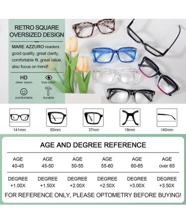 MARE AZZURO Oversized Reading Glasses for Women | Stylish Readers 02-Black-Clear | Available in Various Strengths from 0 to 6.0 - Buy Online on GoSupps.com