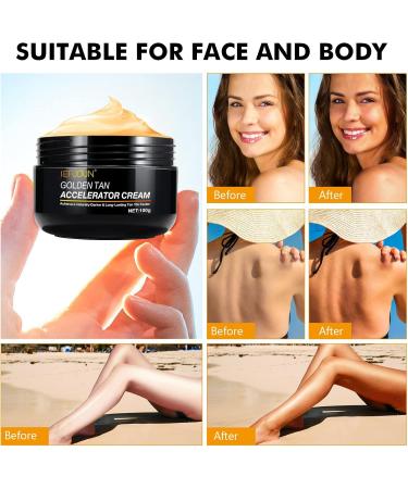 Tanning Accelerator Cream Long Lasting Sunbed Cream Instensive Brown Tanning Gel Effective in Sunbeds & Outdoor Sun Achieve a Natural Tan with Natural Ingredients 100g - Buy Online on GoSupps.com