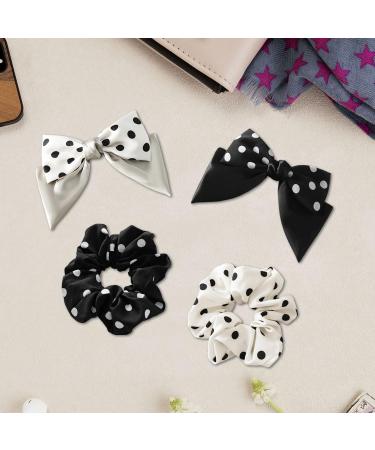2 Pieces of Bow Hairpins and 2 Pieces of Hair Ties Simple Bow Hairpins Round Hairpins Women's French Hairpins Girls' Hair Accessories (Black Champagne Color) - Buy Online on GoSupps.com
