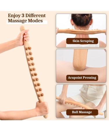 Shop Premium Wood Gua Sha Massage Stick - 20 Pearls Gua Sha Tool for Back Belly Neck & Shoulders - International Shipping Available - Buy Online on GoSupps.com