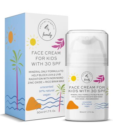 Kid Face Sunscreen Moisturizer with SPF SPF 30 Mineral Face Sunscreen Lightweight Non-Greasy Reef-Safe with Zinc Oxide & Niacinamide Broad-Spectrum UV Protection Daily Moisturizer for Kids Unscented SPF 30