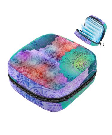 Portable women's binding-up bags menstrual cup bags feminine menstrual insert bag for teenage girls tampons for the first period mandala bohemia Indian style colorful