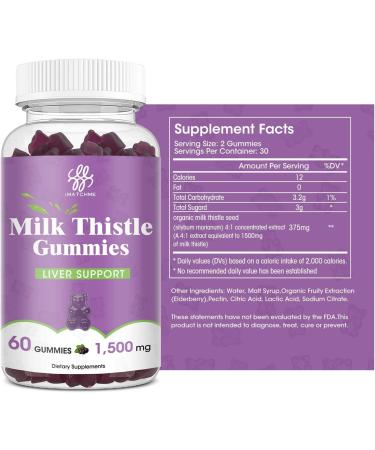 iMATCHME Milk Thistle Gummies - Liver Cleanse & Detox, 1500mg Extract, 60 Vegan Count - Buy Online on GoSupps.com