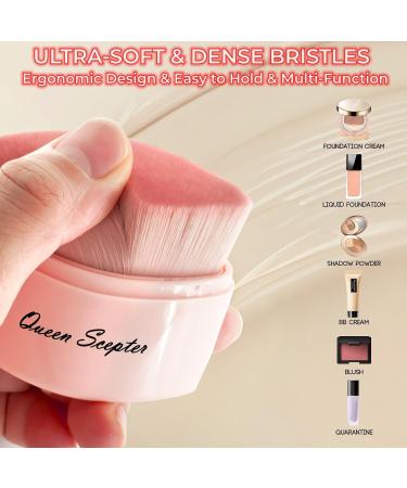 Retractable Flat Liquid Foundation Makeup Brush with Cover Flat Top Kabuki Liquid Foundation Shadow Powder Face Blush Brush for Blending Liquid Foundation Quarantine BB Cream Contour Cream Cosmetics Pink - Buy Online on GoSupps.com