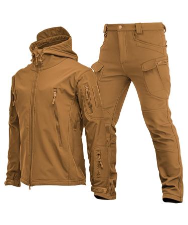 Hanxiulin jogging suit men's training suit leisure suit men casual long sleeves sports jacket jogging pants with hood jogger men jogging suit sweatshirt pants khaki m