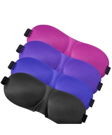 Lightweight and Comfortable Super Soft Sleep Mask 4 Pack Lightweight & Comfortable Super Soft With 4 Pack Ear Plugs Adjustable 3D Contoured Eye Masks for Sleeping Travel Shift Work Naps Best Nig