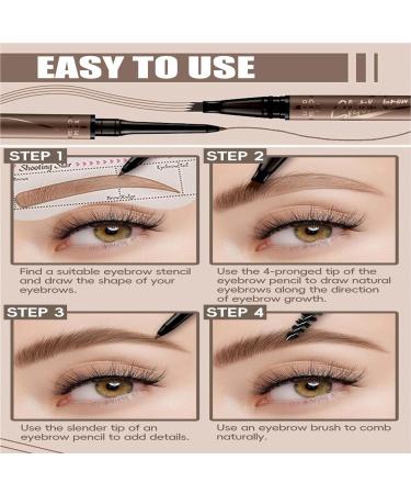 2-in-1 Magic Quad Eyebrow Pencil with Quad Micro Fork Applicator and Precision Brush Head 2024 New 3D Waterproof Sweatproof Microblading Eyebrow Pencil Contour Pencil Long Lasting Natural Eyebrow - Buy Online on GoSupps.com
