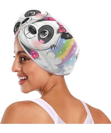Cute Cartoon Panda Hair Towel 2 Pack - Super Absorbent Quick Dry Turbans for Women & Girls - Buy Online on GoSupps.com