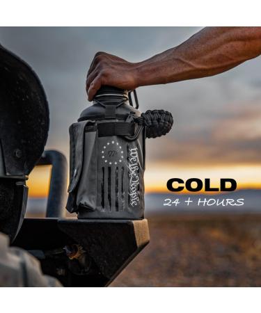 Iron Infidel Battle Bottle - 64 oz Insulated Water Jug with Paracord Handle, Stainless Steel, Betsy Ross Design - Buy Online on GoSupps.com