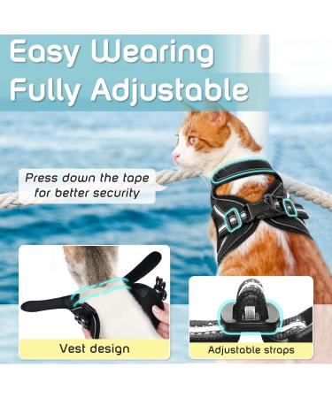 AOKCATS Escape Proof Cat Harness and Leash Set - Reflective Strips, Adjustable Comfort - Small Cat, Kitten - Black, Medium - Buy Online on GoSupps.com