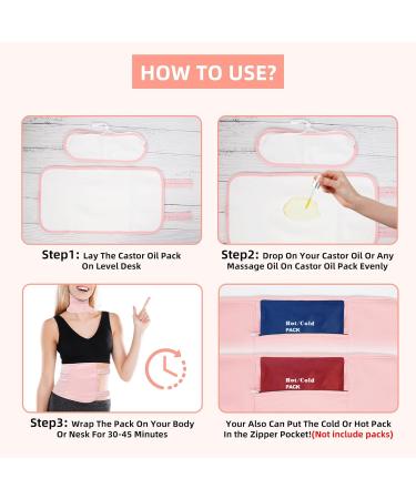 Castor Oil Pack Wrap 2Pack Organic Cotton Waist and Neck Oil Packs Reusable for Relieve Stress Liver Detox Sleep Aid Adjustable Compress Wrap Kit Washable (Pink) - Buy Online on GoSupps.com