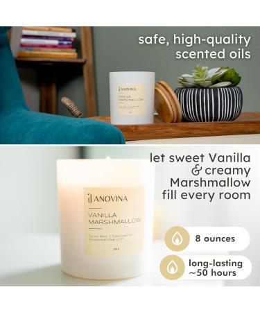 Anovina Vanilla Scented Candle Gift Box | Non-Toxic Hand Poured Candles in Glass Jar | Perfect Scented Gift for Mom | USA Made Vanilla Marshmallow Aroma - Buy Online on GoSupps.com
