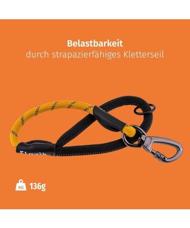 Floxik Short Guide for Dogs - 12mm Reflective Climbing Rope Leash | Ideal for Leash Training & Free-Range Activities | Bright Orange - Buy Online on GoSupps.com