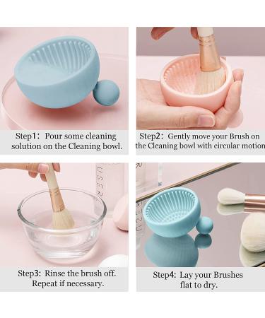 Silicone Makeup Brush Cleaner Mat - Portable Cleaning Scrubber Bowl for Easy and Effective Cosmetic Brush Cleansing - Blue - Buy Online on GoSupps.com