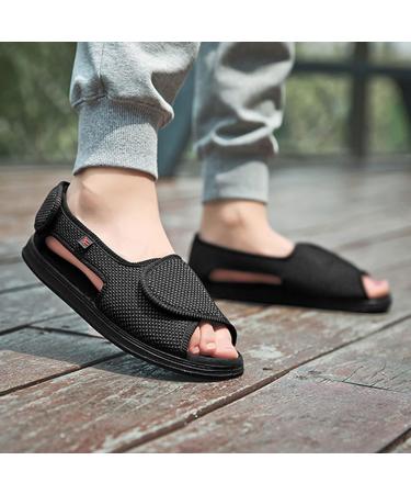 Women's Extra Wide Diabetic Sandals | Adjustable Velcro Closure | Arthritis & Edema Comfort | Indoor & Outdoor Slippers for Swollen Feet - Size 41, Black - Buy Online on GoSupps.com