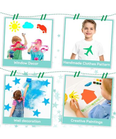 24 Piece Primary Style Kids Stencils Set - Large Washable Geometric and Garden Themed Templates for Drawing - Ideal for Kids, Toddlers, Preschoolers - Buy Online on GoSupps.com